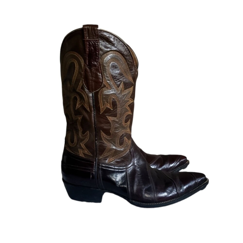 Coyote Joe Brown Leather Long Pointed Toe Cowboy Western Boots Women's Size 7
